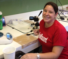 Rita Caceres with tadpoles at FWZ